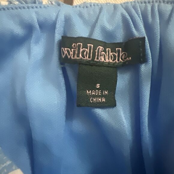 Wild Fable Blue Stripe Square Neck Ruched Woven Crop Top Women’s S NWOT - Picture 5 of 5